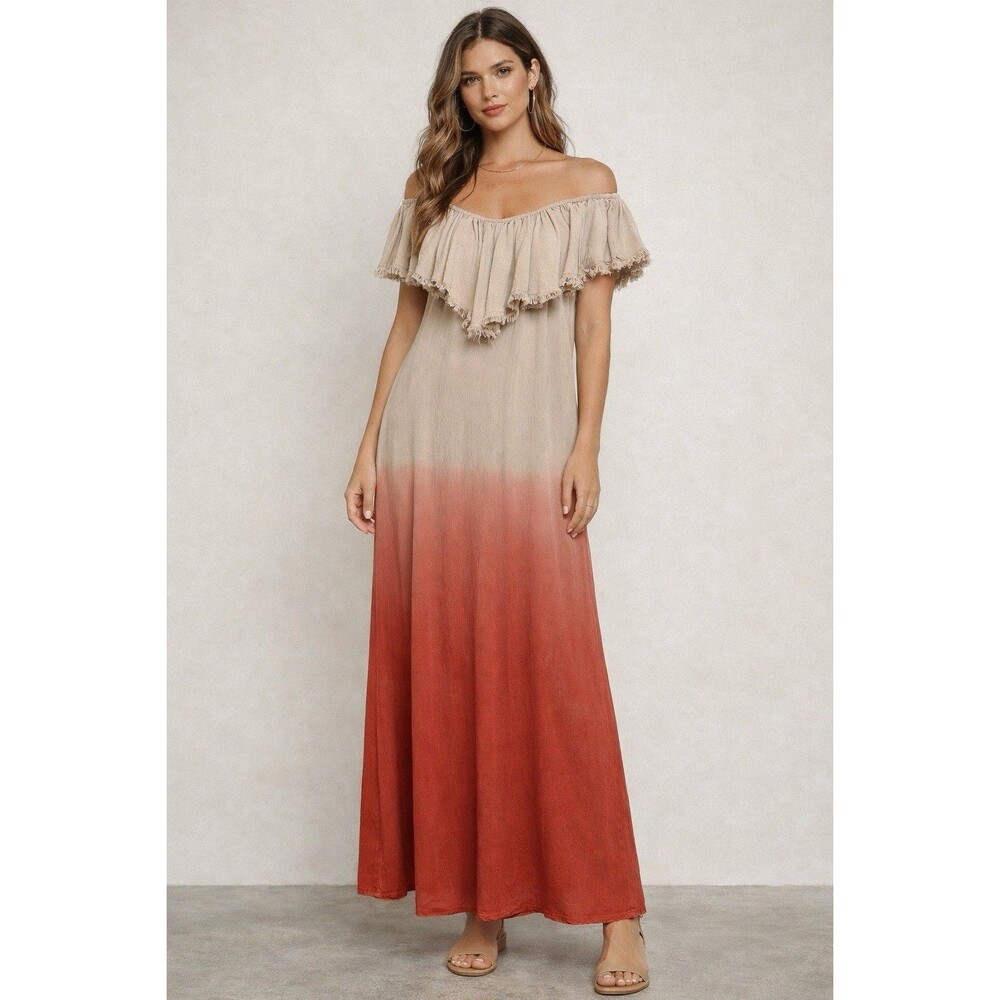 Scandal Italy Boho Maxi Dress Sz S Hombre Festival Wear Off Shoulder Sz S